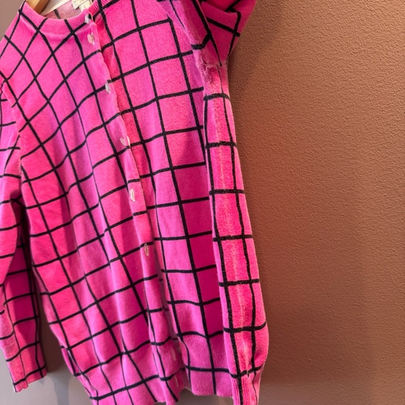 The Clair Crew Chic Pink Grid Button Down Cardigan | L - Picture 5 of 9